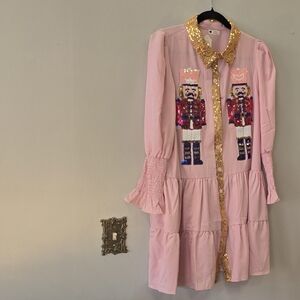 Pink Sequin Embellished Mini Dress